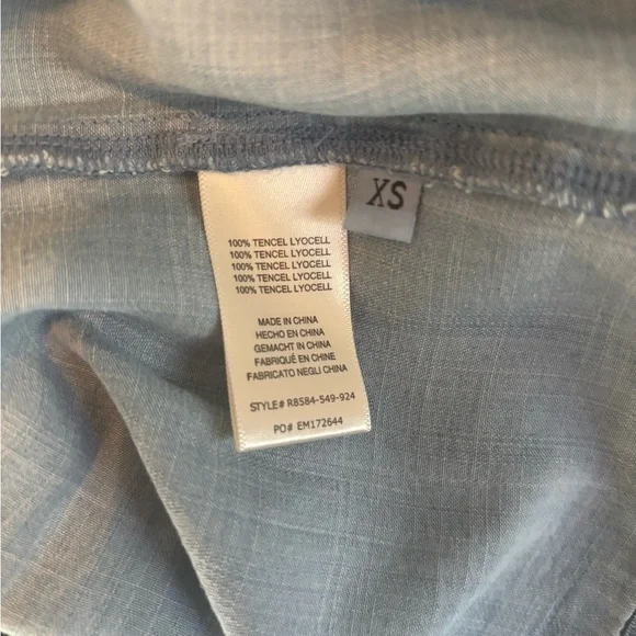 Anthropologie Cloth & Stone ruffle neck tiered mini dress blue size XS NWT